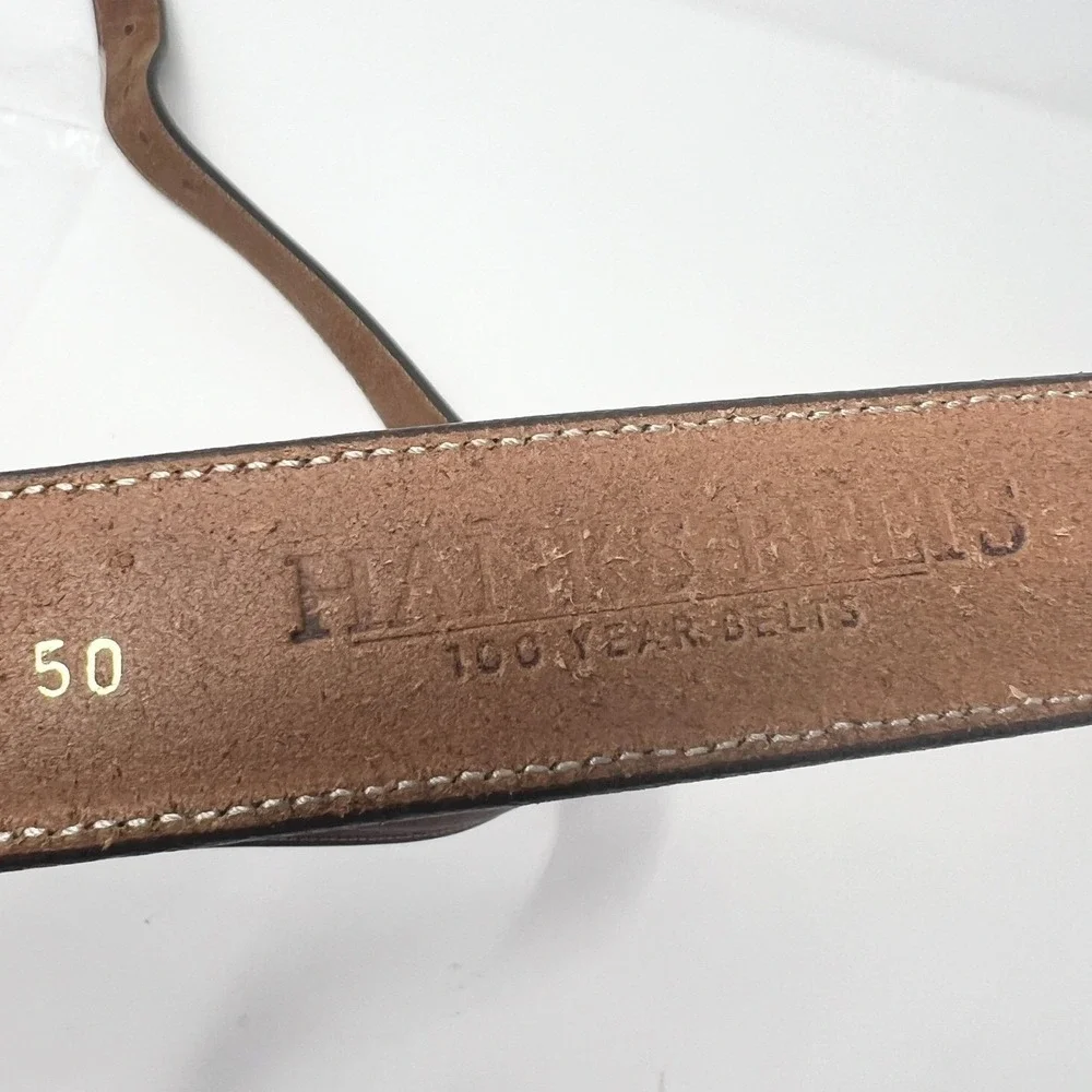 Hanks Belts The Esquire 100 Year Brown Leather Made in USA Sz 50 Belt Stitched
